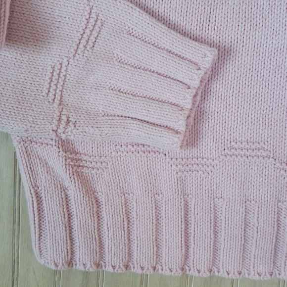 Croft & Barrow Soft Powder Pink Floral Knit Sweater Pullover Mock Neck - Picture 10 of 11